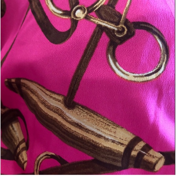 RALPH LAUREN Rare Pink Equestrian Horse Bit Stirrup Beautiful Luxury Blouse M - Picture 12 of 15